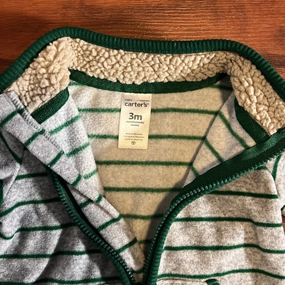 Cold Weather Baby Clothes, 3 months Carter’s fuzzy fleece bodysuits jacket - Picture 4 of 12